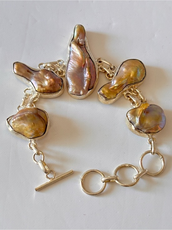 Jewelry - Keshi Pearl Silver Plating Bracelet, Adjustable Bracelet stamped 925 NWOT